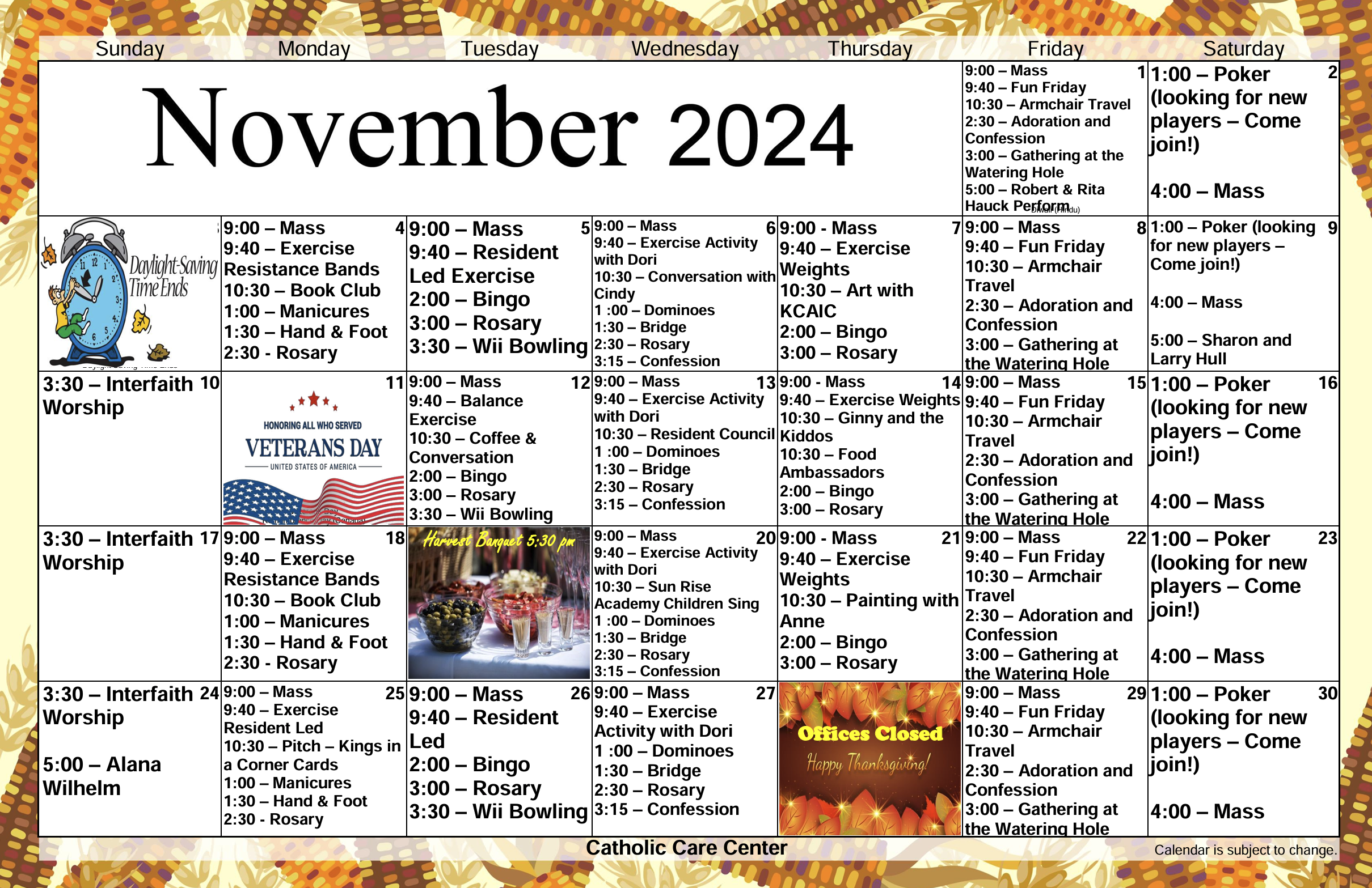 Calendar for Assisted Living Calendar